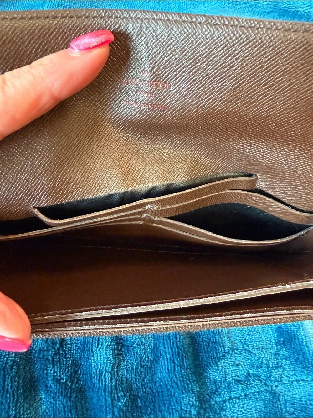 Louis Vuitton Brown Damier Ebene Wallet w/D-Ring & *Unbranded Chain Wristlet